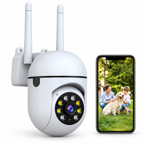 caméra wi fi extérieure et smartphone