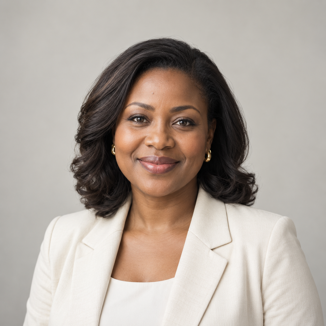 portrait souriant d’une femme africaine élégante
